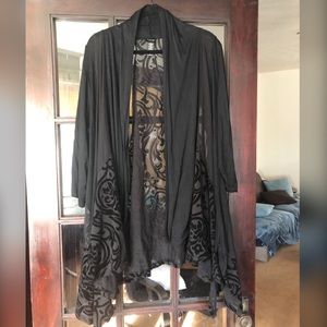 Black Mesh and Velvet Cardigan